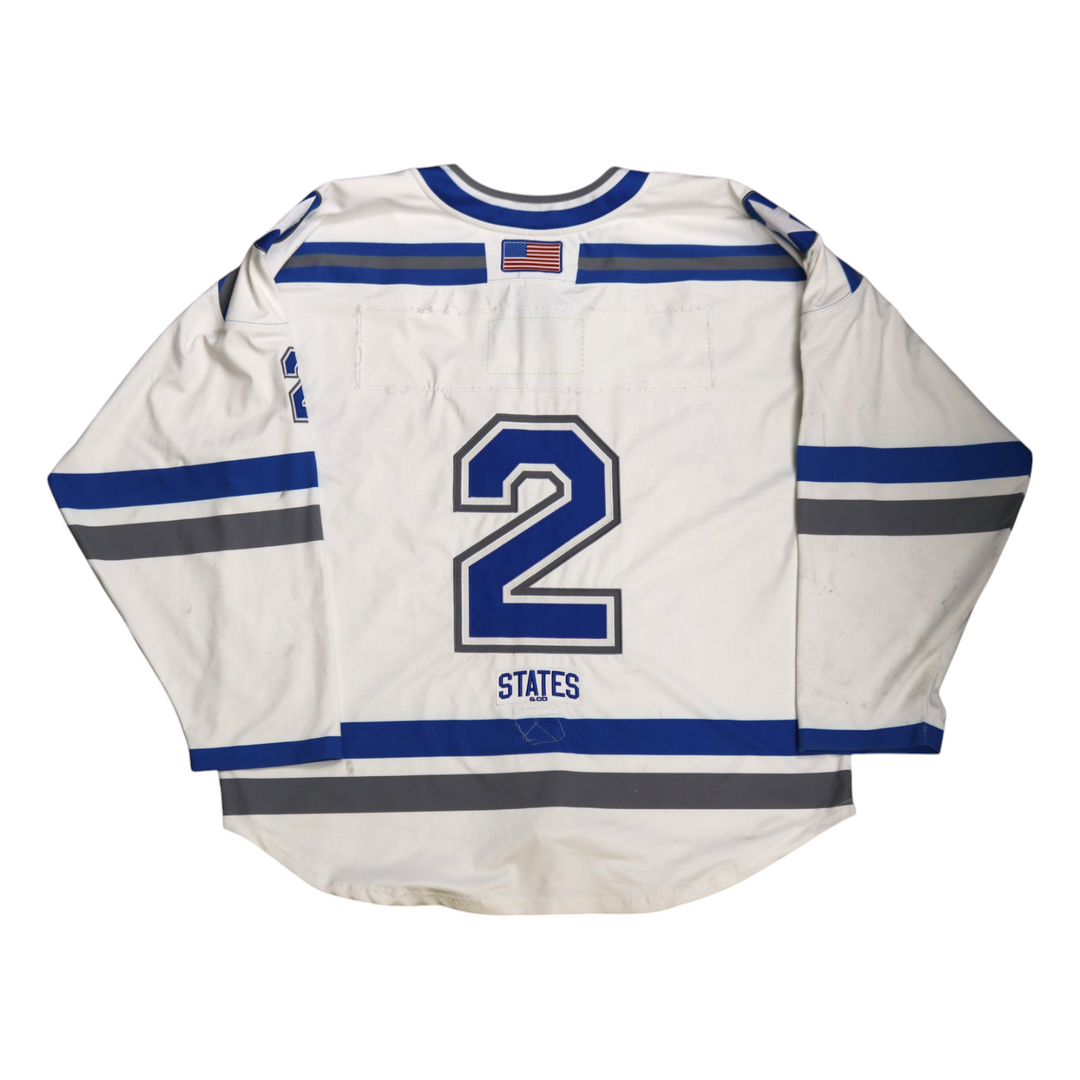 U.S. Air Force Academy Game Used #2 White AIR FORCE Home Hockey Jersey Size XL