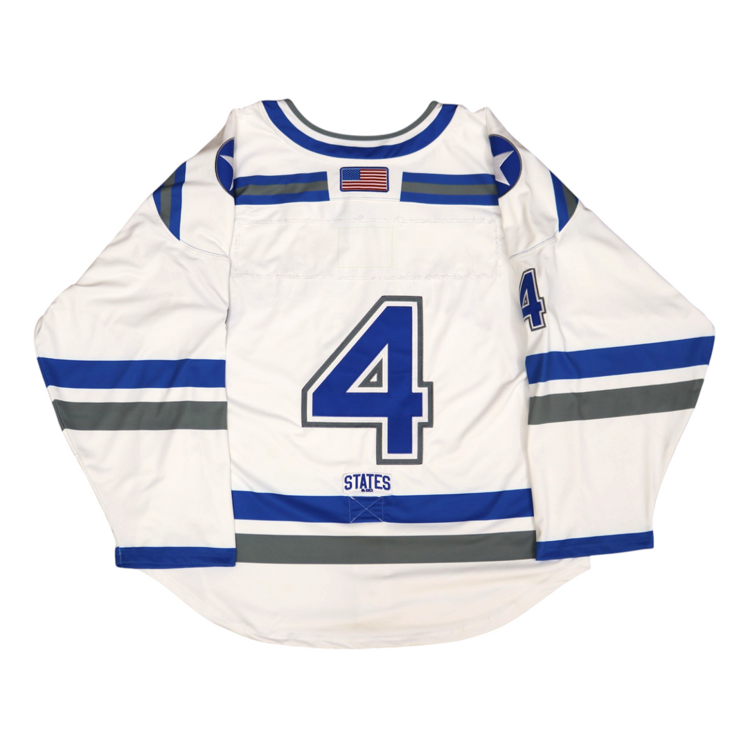 U.S. Air Force Academy Game Used #4 White AIR FORCE Home Hockey Jersey Size M