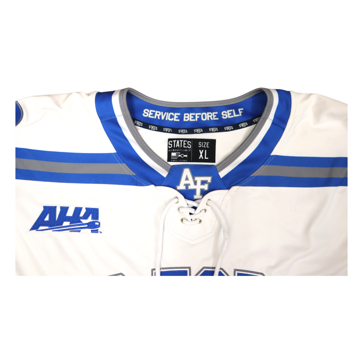U.S. Air Force Academy Game Used #15 White AIR FORCE Home Hockey Jersey Size XL