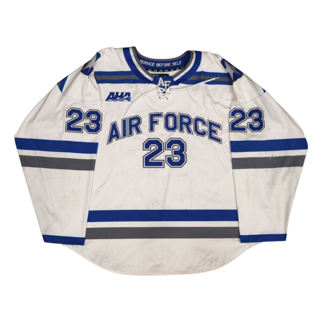 U.S. Air Force Academy Game Used #23 White AIR FORCE Home Hockey Jersey Size L