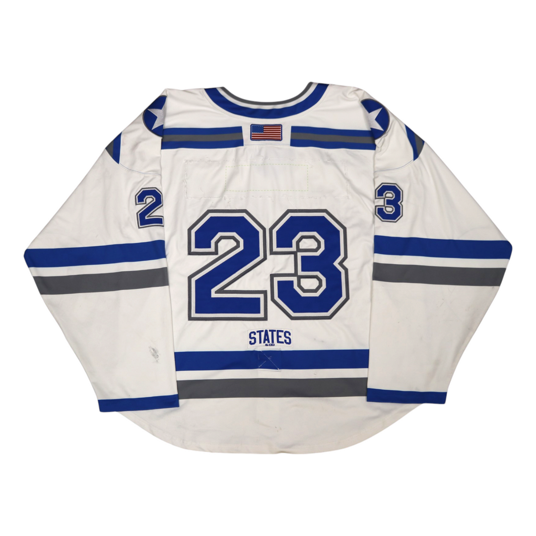 U.S. Air Force Academy Game Used #23 White AIR FORCE Home Hockey Jersey Size L