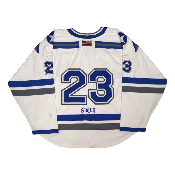 U.S. Air Force Academy Game Used #23 White AIR FORCE Home Hockey Jersey Size L