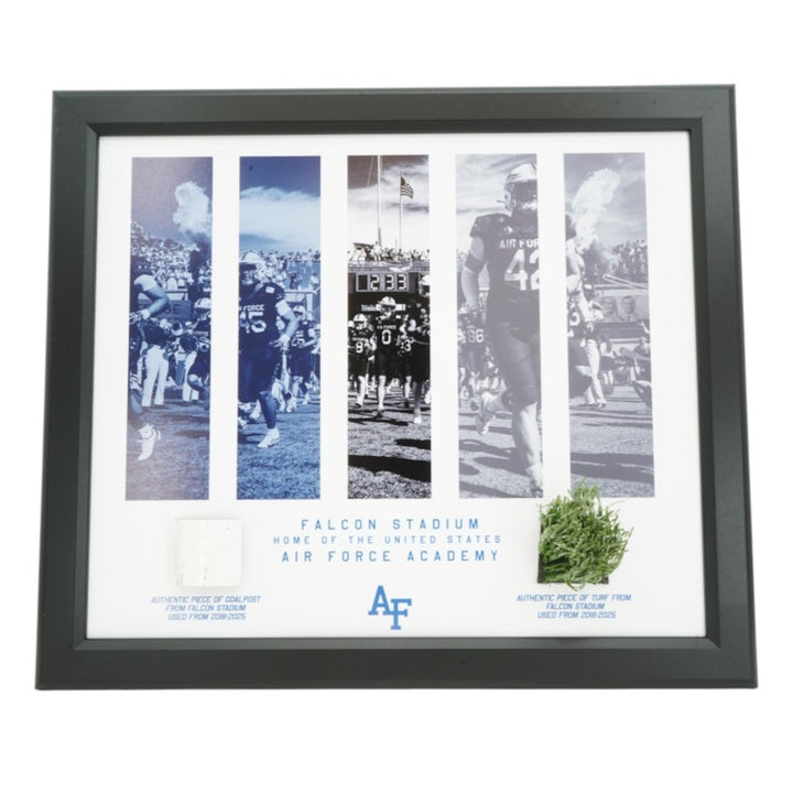 US Air Force Academy Authentic Turf and Goalpost from Falcon Stadium Framed Collage USAF/CX COA