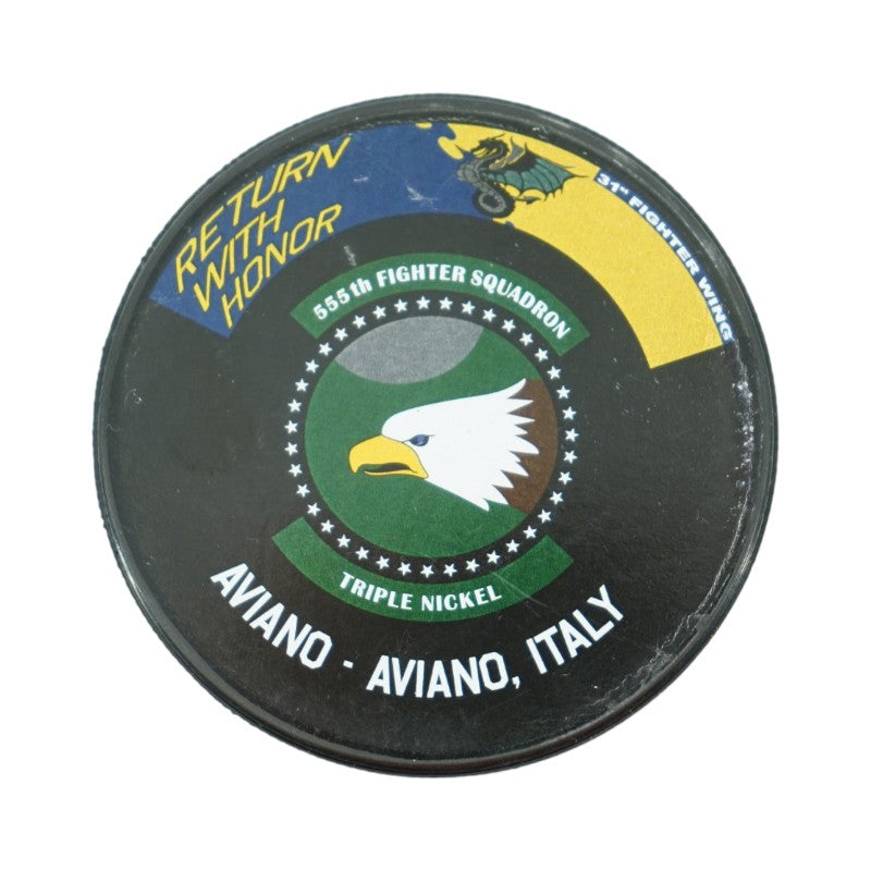 Frank Serratore U.S. Air Force Academy 2025 Game Issued F16 555th Squadron Hockey Puck
