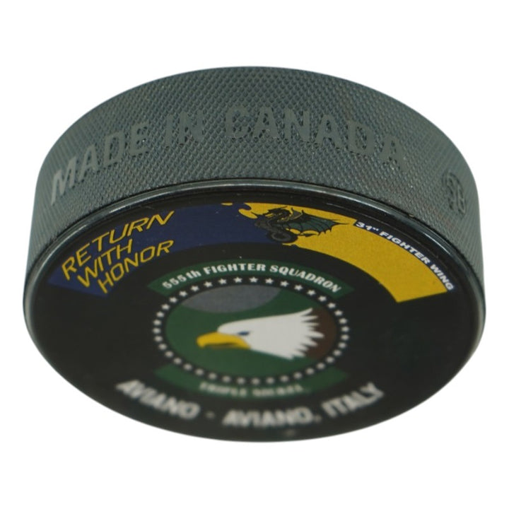U.S. Air Force Academy 2025 Game Used F16 555th Squadron Hockey Puck