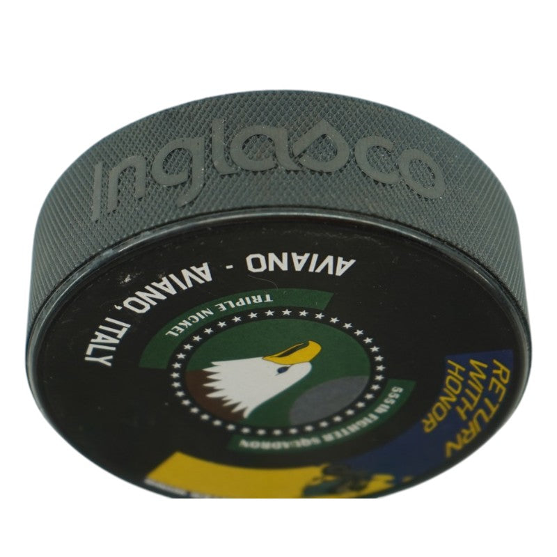 U.S. Air Force Academy 2025 Game Used F16 555th Squadron Hockey Puck