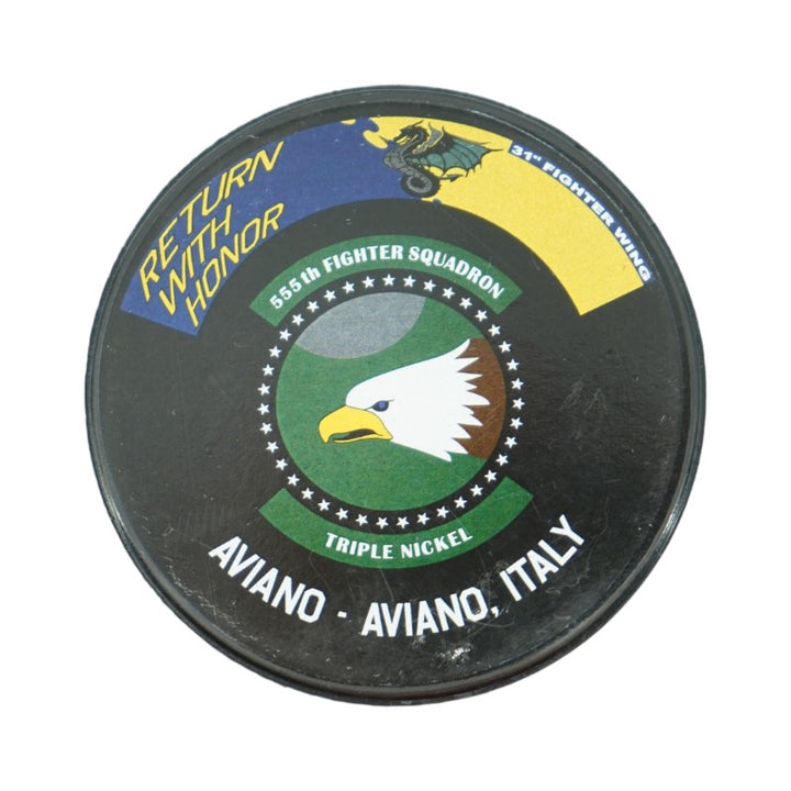 U.S. Air Force Academy 2025 Game Used F16 555th Squadron Hockey Puck