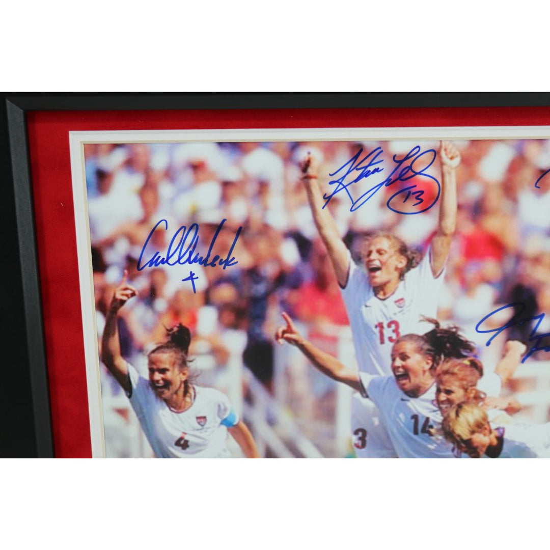 1999 US Women's World Cup Champions 8 Signature Autographed Signed Framed 12"x21" Celebration Photo (CX Auth)