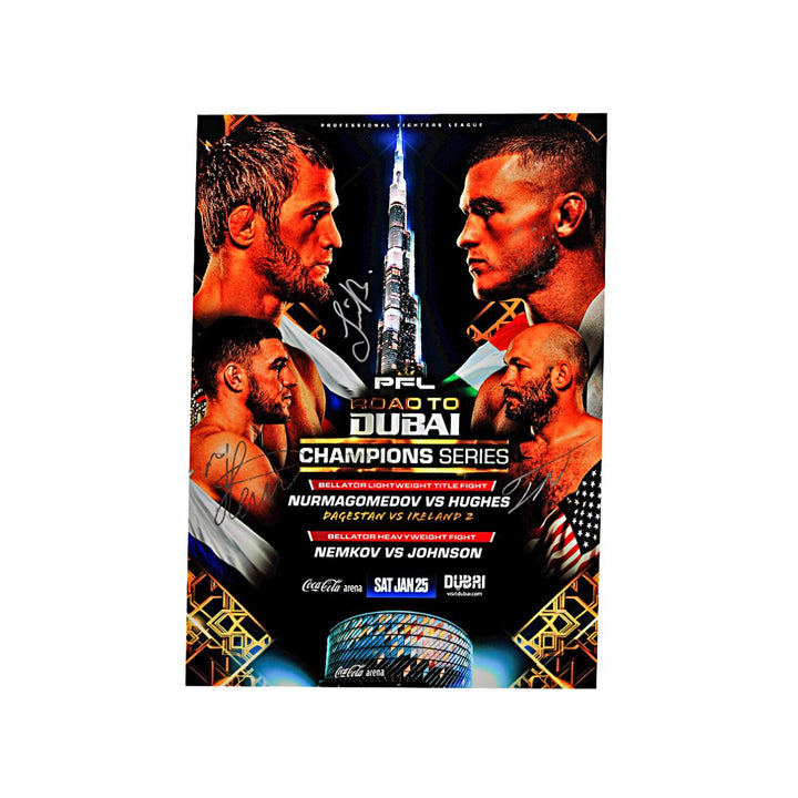 PFL Road to Dubai Champions Series: Usman Nurmagomedov vs Paul Hughes 4 Signature Autographed 16" x 23 1/4" Event Poster (PFL LOA)