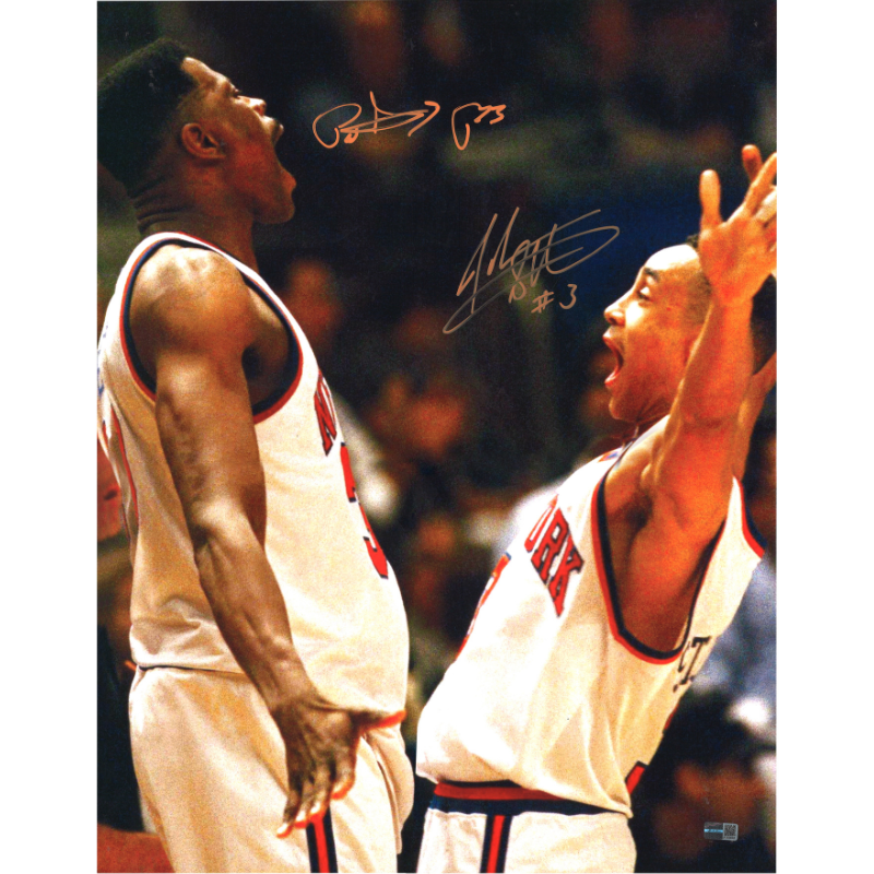 Patrick Ewing & John Starks New York Knicks Dual Signed Autographed 16x20 Photo (CX Auth)