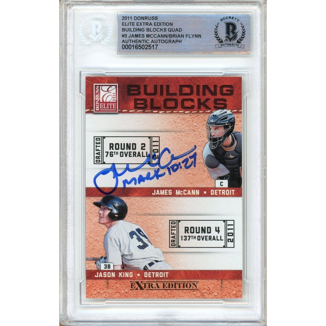 James McCann Brian Flynn Duo Signed 2011 Donruss Elite Card Beckett Auth Auto Slab RC
