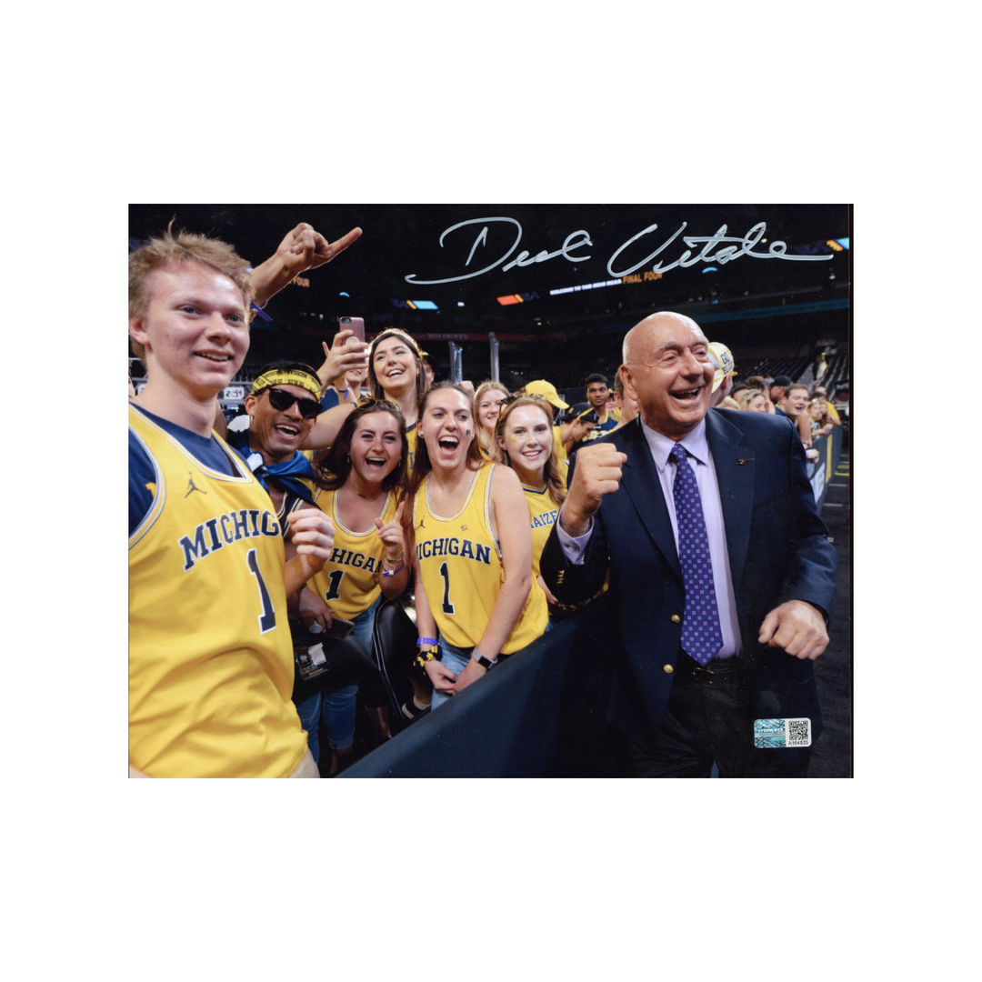 Dick Vitale Autographed Signed 8x10 Photograph Celebrating with Michigan Fans