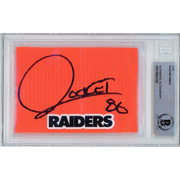 Raghib Rocket Ismail Las Vegas Raiders Signed Football Pylon Cut Beckett Auth Auto Slab