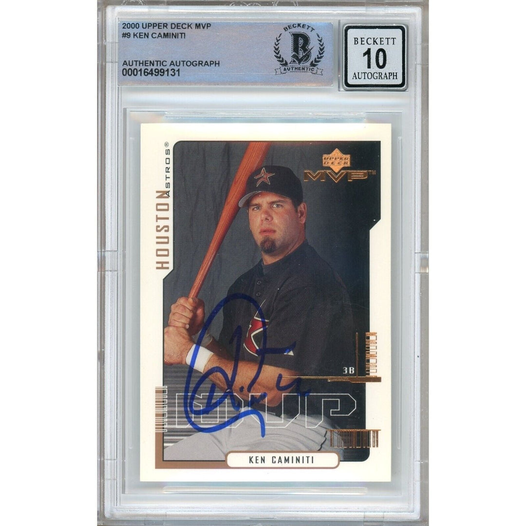 Ken Caminiti Houston Astros Signed 2000 Upper Deck MVP Card BGS Auto 10 Graded Slab