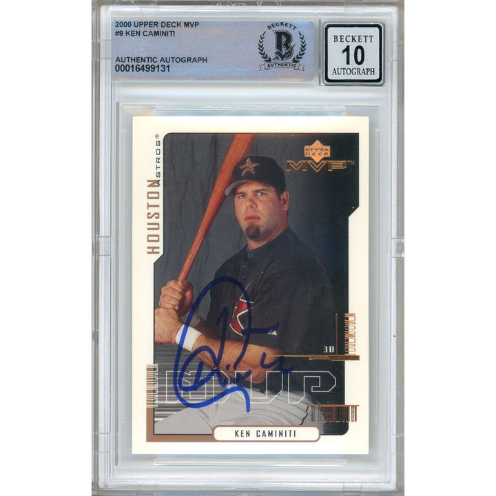 Ken Caminiti Houston Astros Signed 2000 Upper Deck MVP Card BGS Auto 10 Graded Slab
