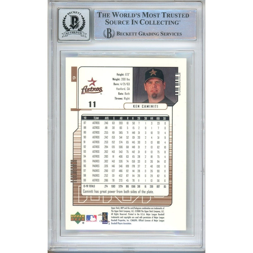 Ken Caminiti Houston Astros Signed 2000 Upper Deck MVP Card BGS Auto 10 Graded Slab