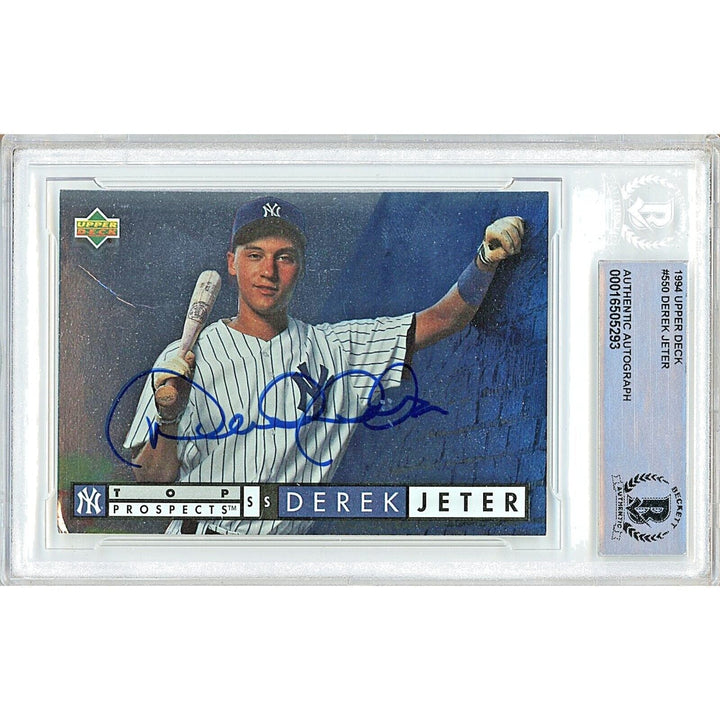 Derek Jeter New York Yankees Signed 1994 Upper Deck Baseball Card BAS Auth Auto Slab
