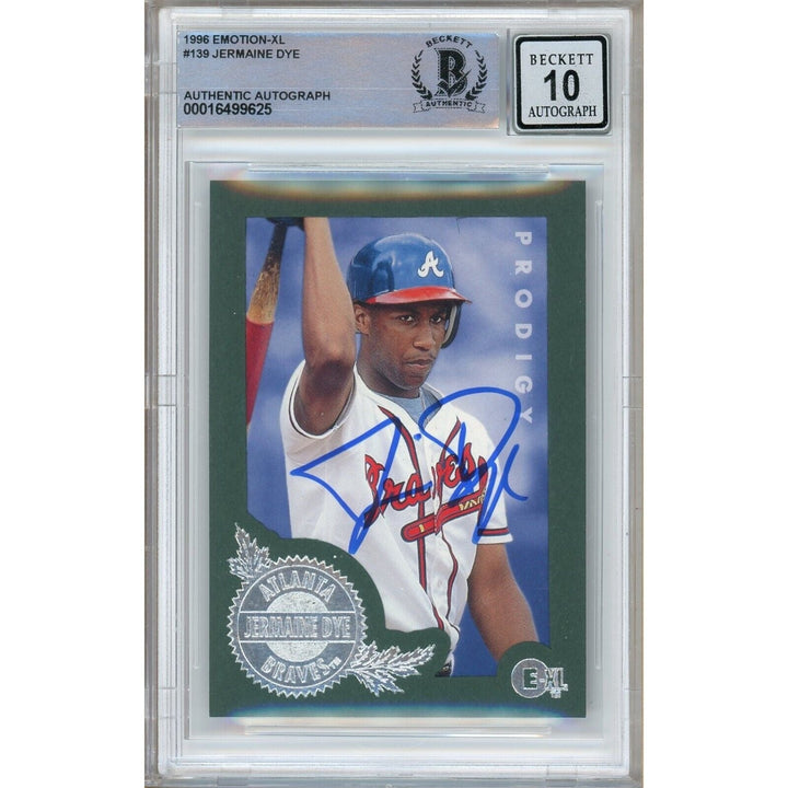 Jermaine Dye Atlanta Braves Signed 1996 Emotion-XL Card BAS BGS Auto 10 Graded Slab