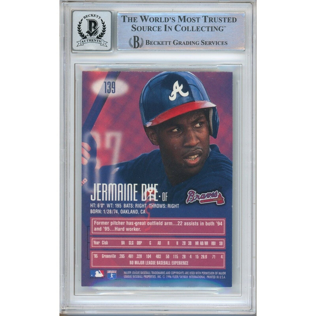 Jermaine Dye Atlanta Braves Signed 1996 Emotion-XL Card BAS BGS Auto 10 Graded Slab
