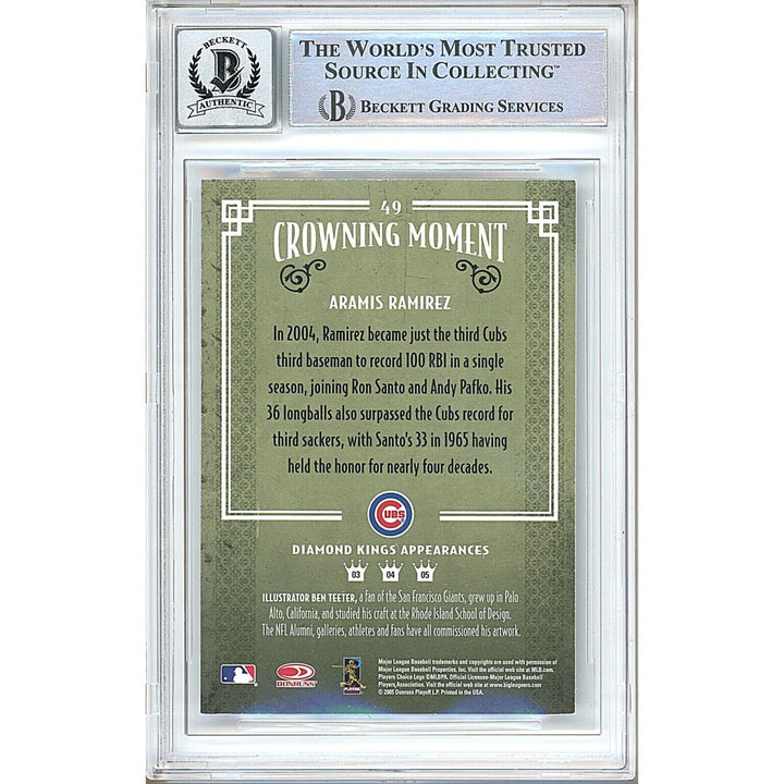 Aramis Ramirez Chicago Cubs Signed 2005 Diamond Kings BGS Auto 10 Graded Slab