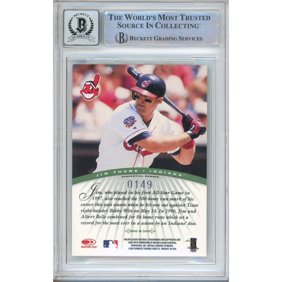 Jim Thome Cleveland Indians Signed 1997 Donruss Sig Series Card BGS Auto 10 Graded