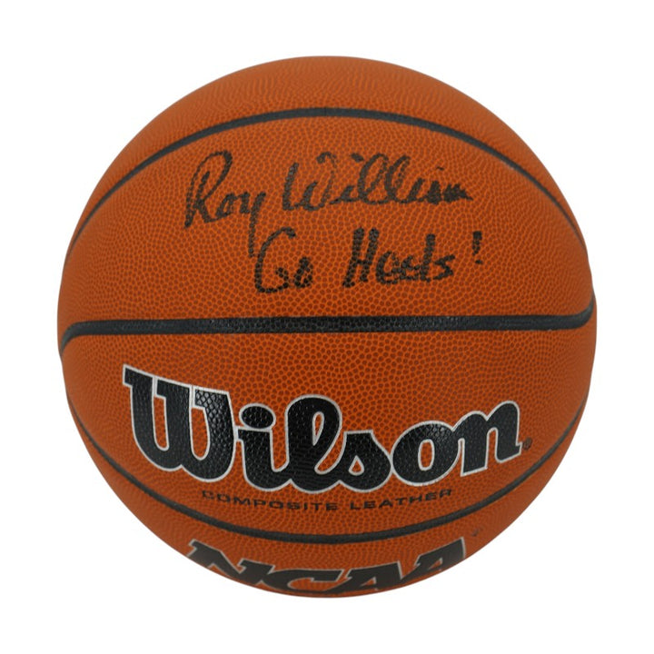 Roy Williams University of North Carolina Autographed Inscribed Go Heels! Wilson NCAA Basketball CX Auth