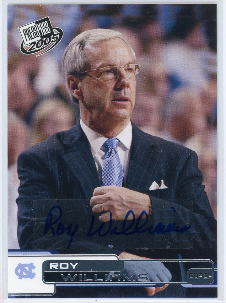2005 Press Pass Roy Williams North Carolina Tarheels Card Signed Sticker Auto