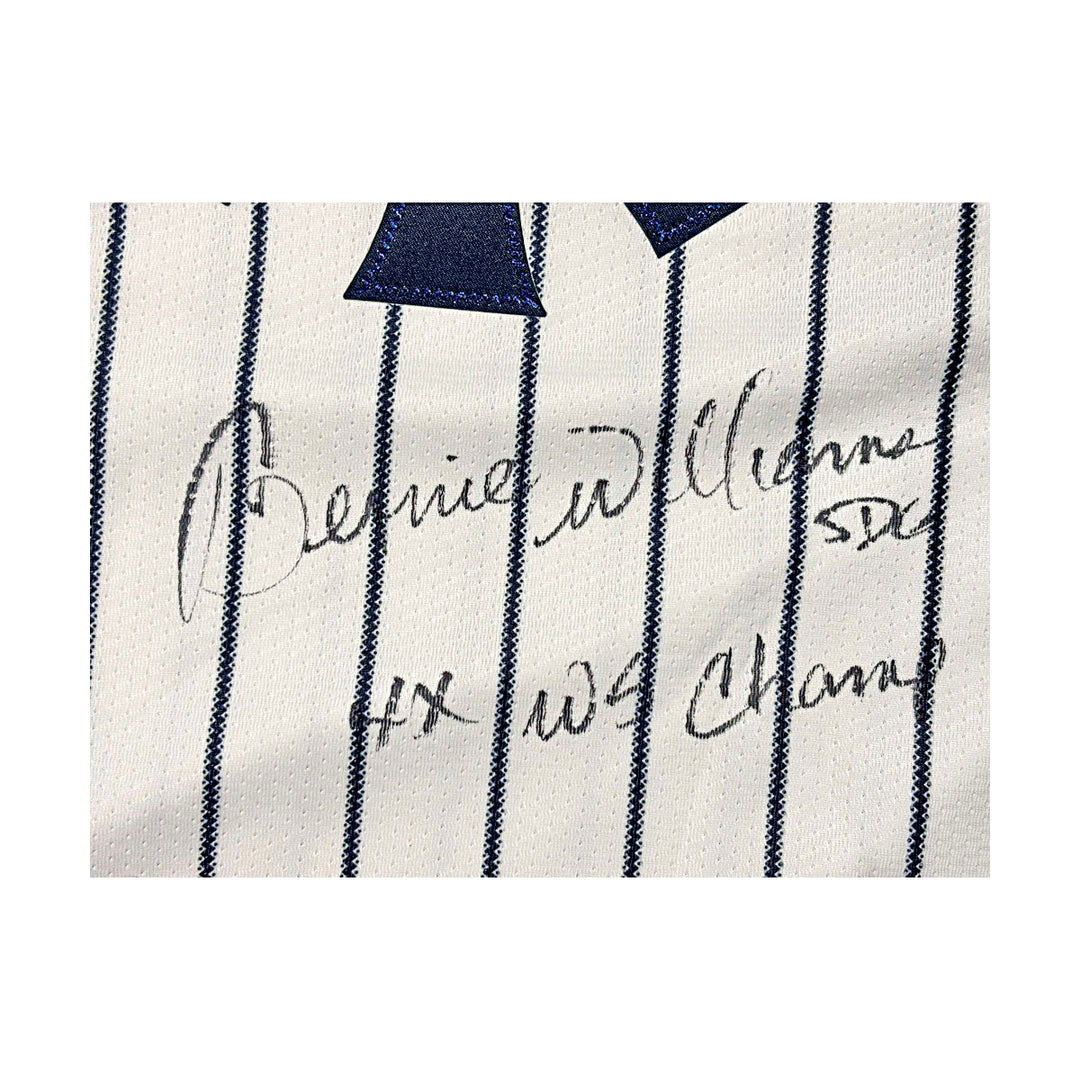 Bernie Williams New York Yankees Autographed Inscribed 4x WS Champ Nike Replica Jersey - Signed on Front