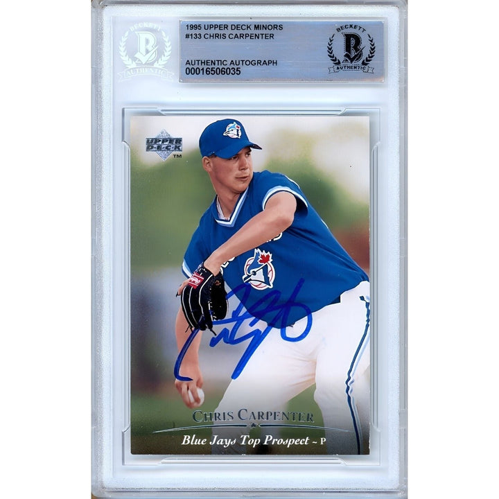 Chris Carpenter Toronto Blue Jays Signed 1995 Upper Deck Minors RC BAS Auth Auto Slab