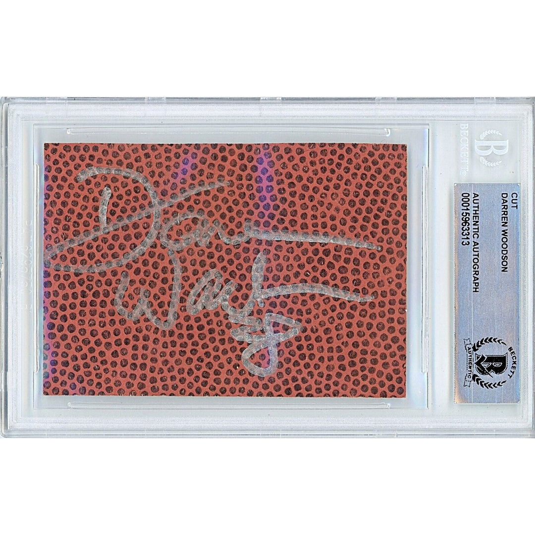 Darren Woodson Dallas Cowboys Signed Football Cut Beckett Authentic Auto Slab