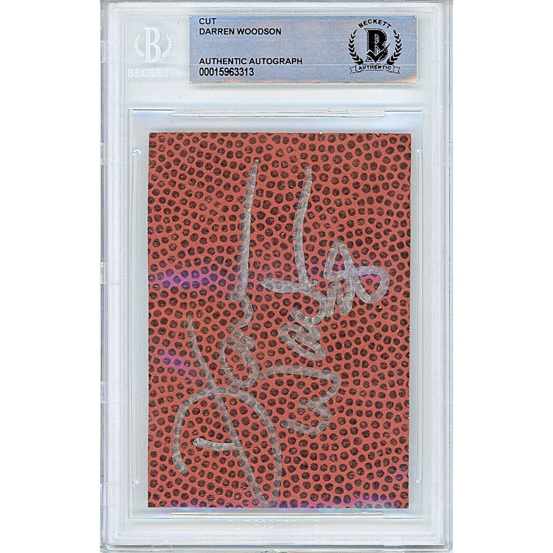 Darren Woodson Dallas Cowboys Signed Football Cut Beckett Authentic Auto Slab