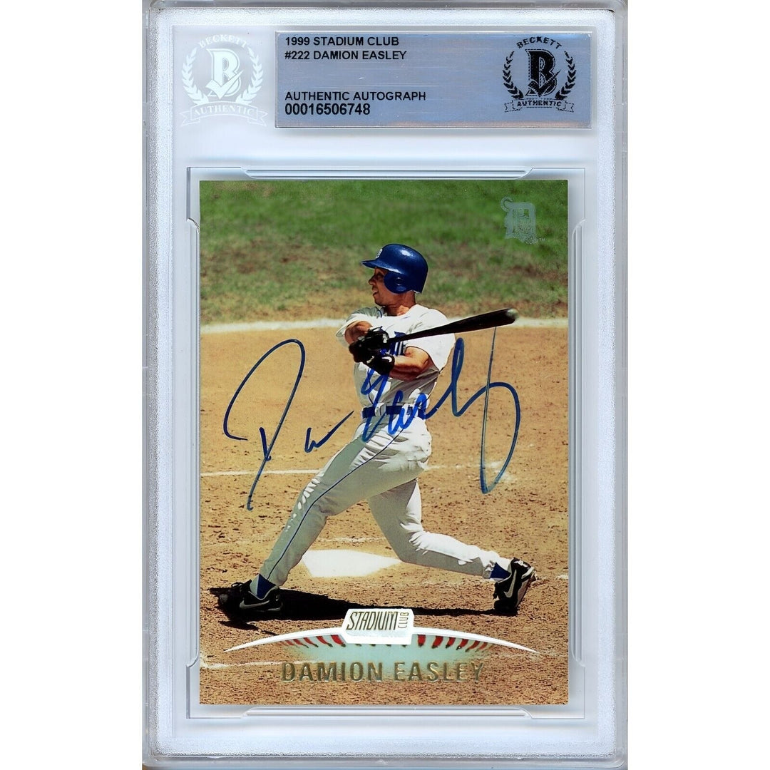 Damion Easley Detroit Tigers Signed 1999 Stadium Club Card Beckett Authentic Auto Slab