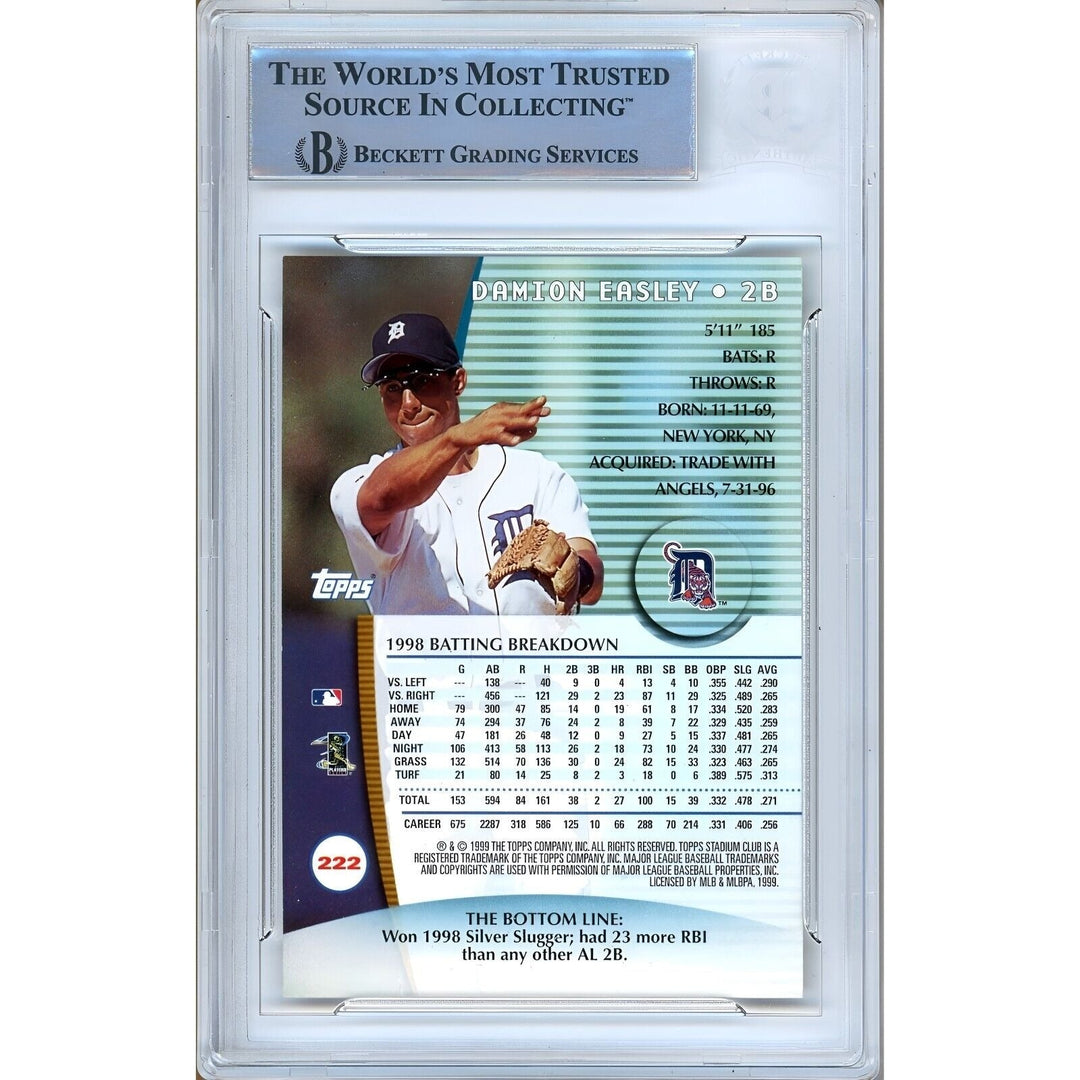 Damion Easley Detroit Tigers Signed 1999 Stadium Club Card Beckett Authentic Auto Slab