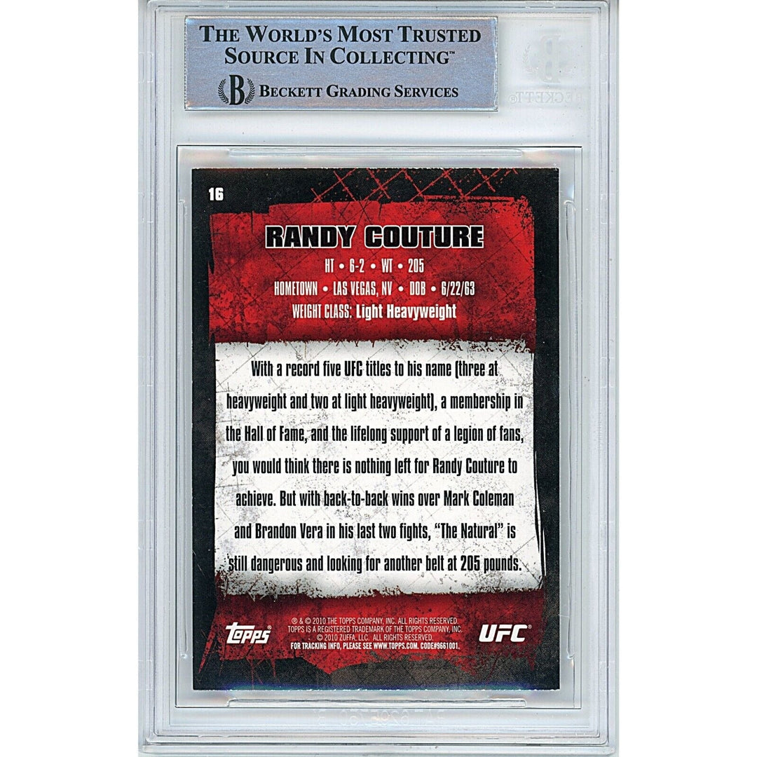 Randy Couture UFC Signed 2010 Topps MMA Trading Card Beckett Authentic Auto Slab