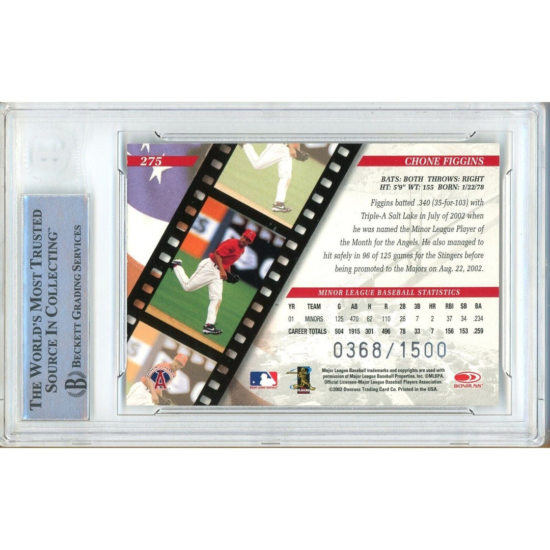 Chone Figgins Los Angeles Angels Signed 2002 Studio Rookies Card Beckett Auth Auto Slab