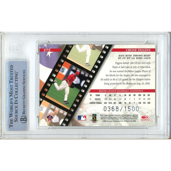 Chone Figgins Los Angeles Angels Signed 2002 Studio Rookies Card Beckett Auth Auto Slab