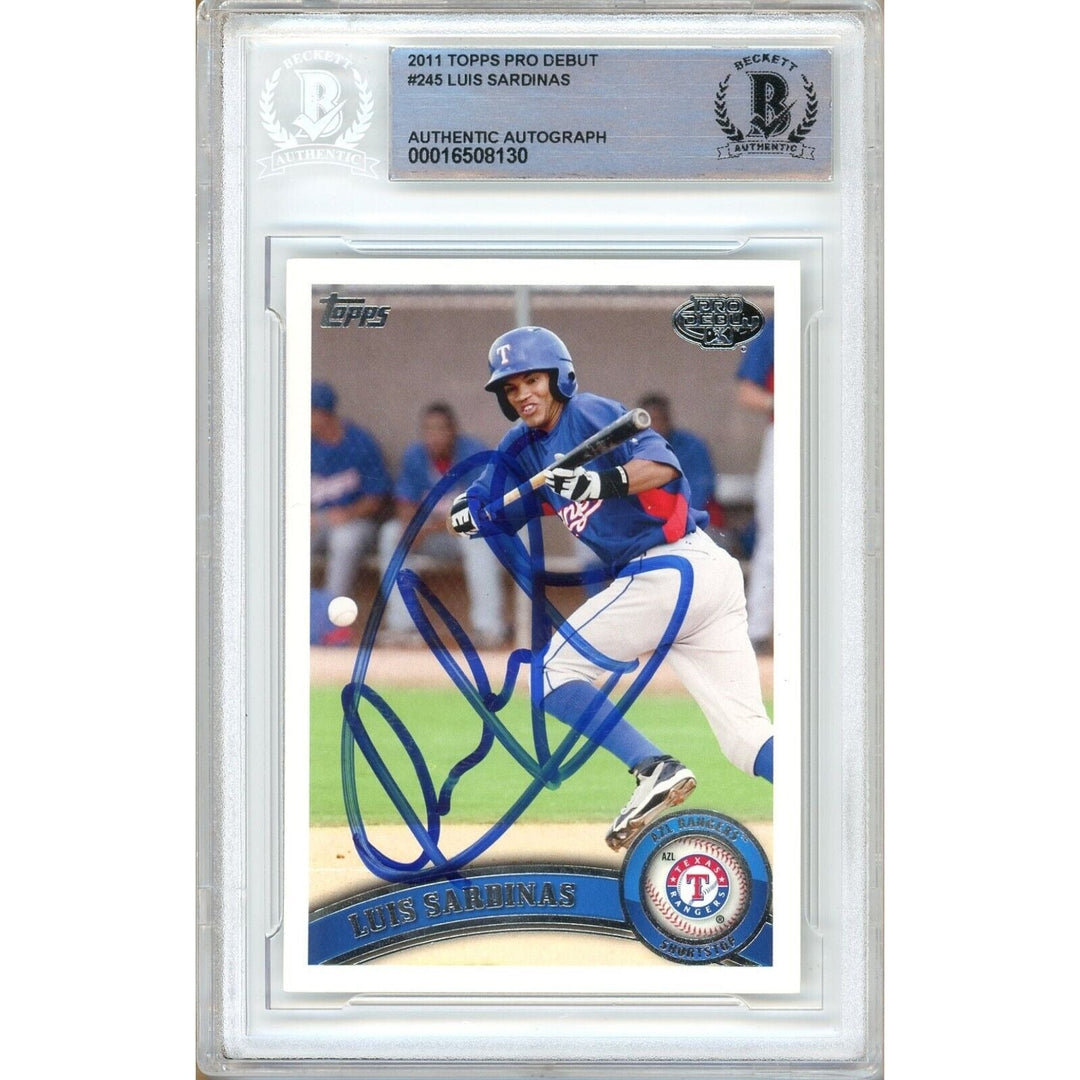 Luis Sardinas Texas Rangers Signed 2011 Topps Pro Debut Card Beckett Auth Auto Slab RC