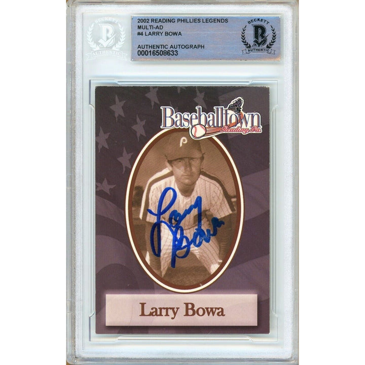 Larry Bowa Phillies Signed 2002 Reading Phils Legends Baseball Card Beckett Auth Auto Slab