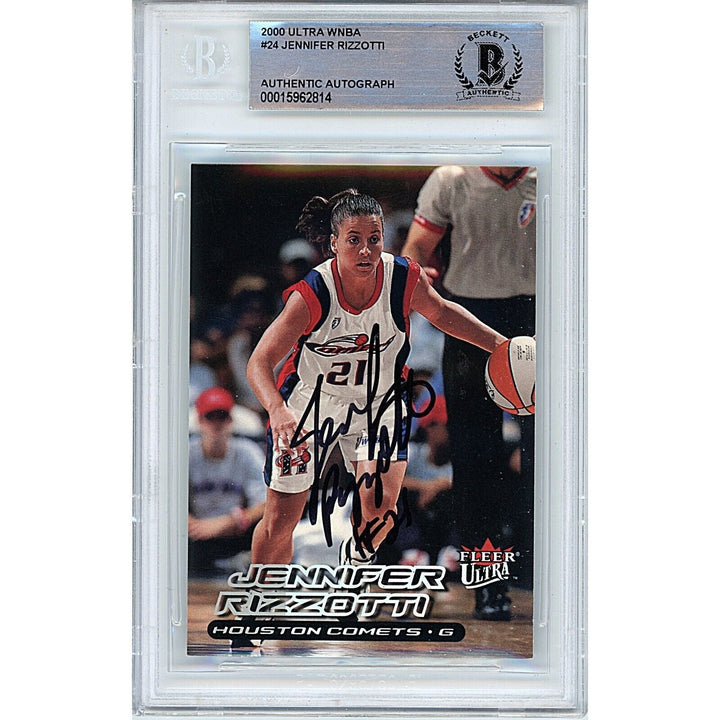 Jennifer Rizzotti Houston Comets Signed 2000 WNBA Ultra Card BAS Auth Auto Slab RC