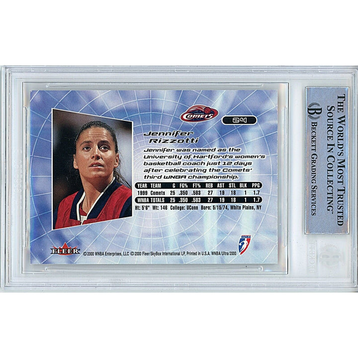 Jennifer Rizzotti Houston Comets Signed 2000 WNBA Ultra Card BAS Auth Auto Slab RC