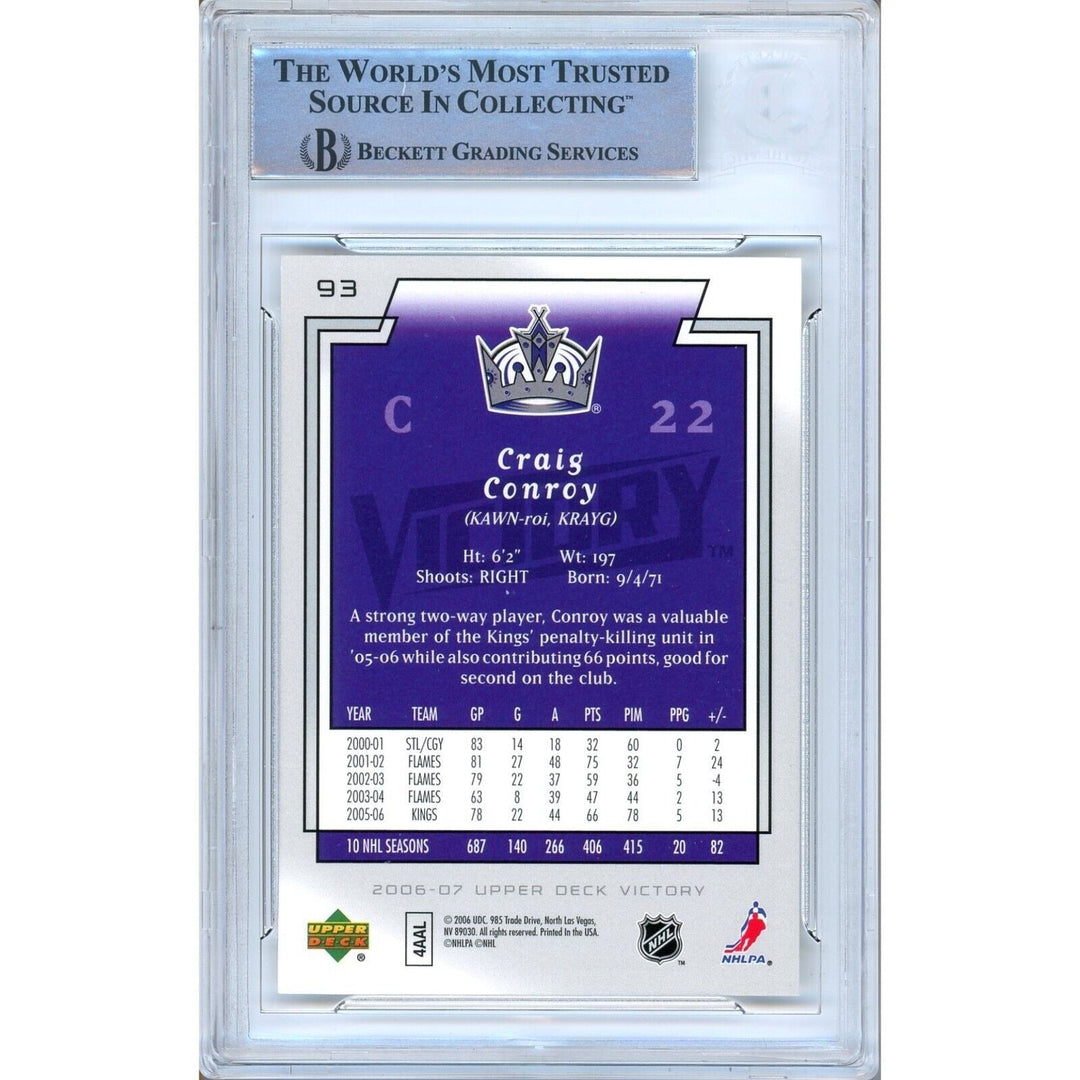 Craig Conroy Los Angeles Kings Signed 2006 Upper Deck Victory Card BAS Auth Auto Slab