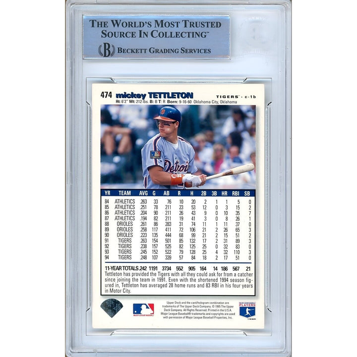 Mickey Tettleton Detroit Tigers Signed 1994 Collectors Choice Baseball Card BAS Auth Auto
