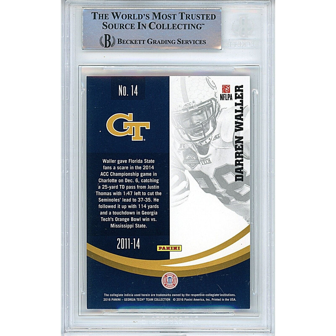 Darren Waller Georgia Tech Yellow Jackets Signed 2016 Panini Card BAS Auth Auto Slab RC