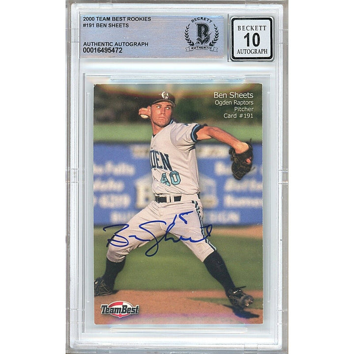 Ben Sheets Milwaukee Brewers Signed 2000 Team Best Rookie BGS Auto 10 Graded Slab