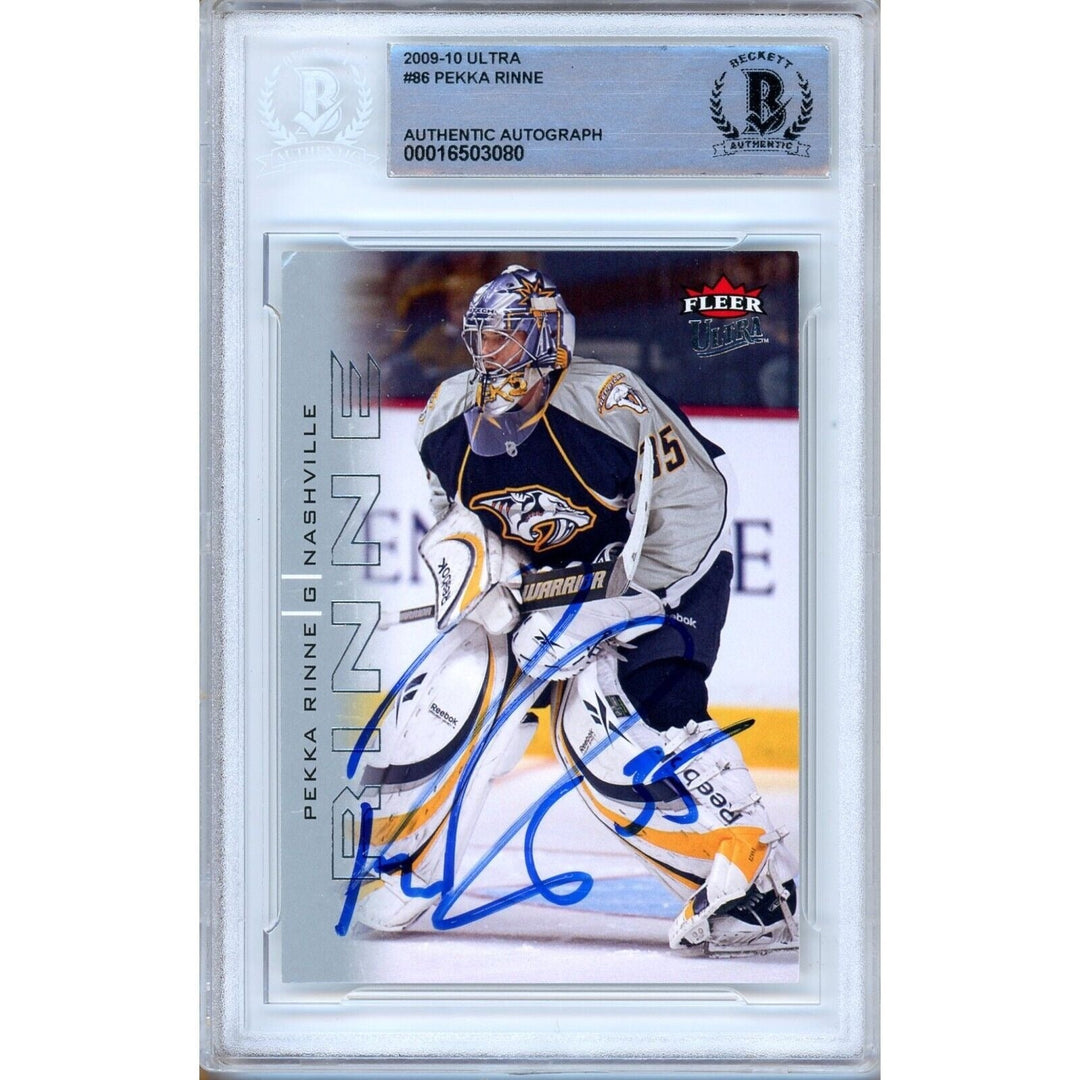 Pekka Rinne Nashville Predators Signed 2009-10 Fleer Ultra Hockey Card Beckett Auth Auto