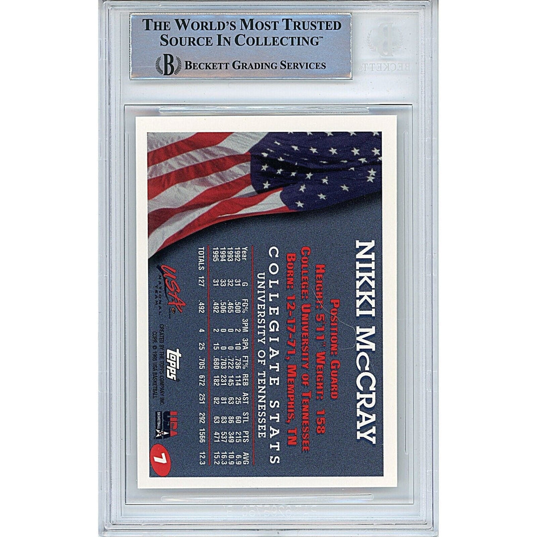 Nikki McCray Team USA Signed 1996 Topps Olympics Basketball Card BAS Auth Auto Slab