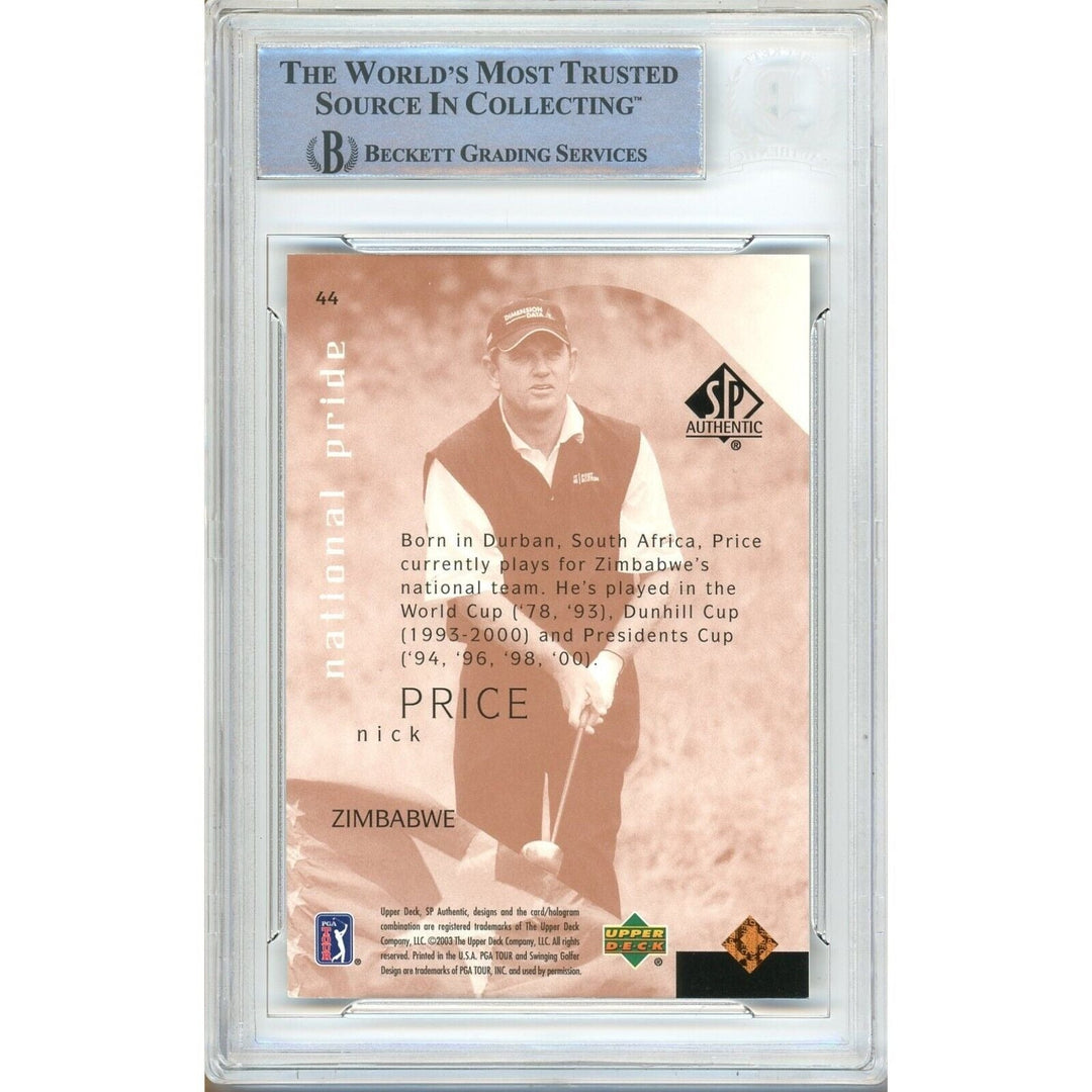 Nick Price Signed 2003 SP Authentic National Pride PGA Golf Card Beckett Auth Auto Slab