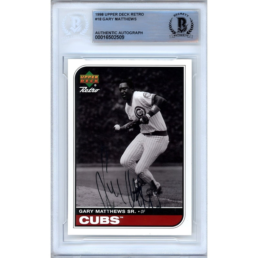 Gary Matthews Sr Chicago Cubs Signed 1998 Upper Deck Retro Card Beckett Auth Auto Slab