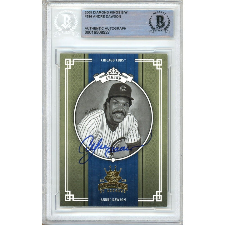 Andre Dawson Chicago Cubs Signed 2005 Diamond Kings B/W Card BAS Auth Auto Slab