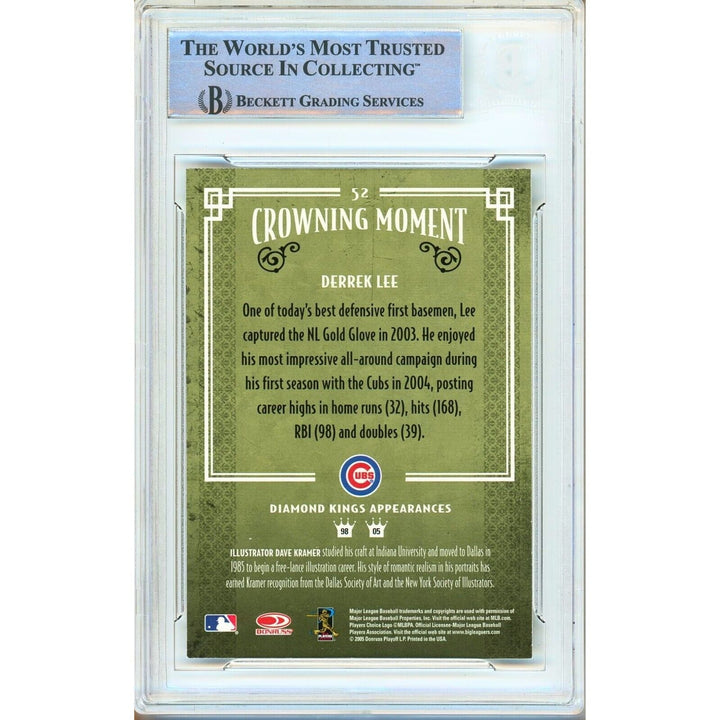 Derrek Lee Chicago Cubs Signed 2005 Diamond Kings Baseball Card BAS Auth Auto Slab